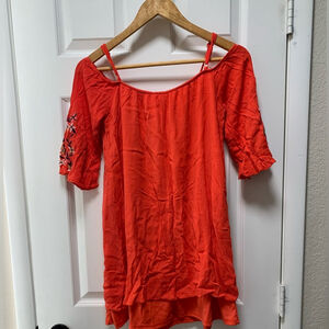 ❤B03- Revellion off shoulder bohemian boho embroider orange dress size S